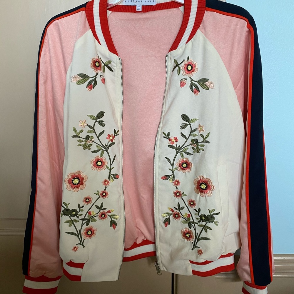 Trendy Embroidered Bomber Jacket